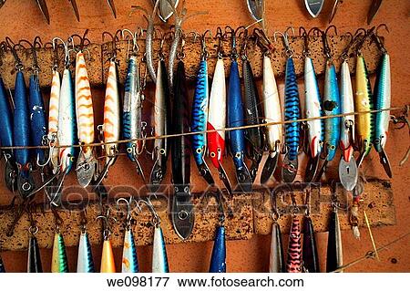 France mediterranean sea decoys on a wooden board of a game fishing boat View Large Photo Image Stock Photo - France mediterranean sea decoys on a wooden board of a game fishing boat. Fotosearch