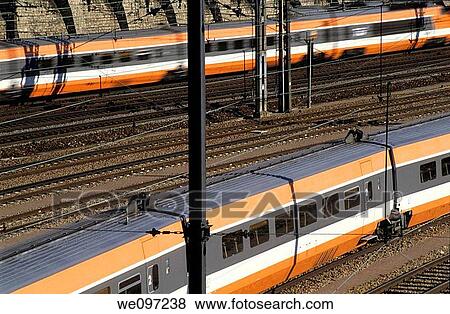 France paris at charenton gate above fast tgv wagons on railways View Large Photo Image Stock Photo - France paris at charenton gate above fast tgv wagons on railways. Fotosearch