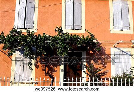 France Provence Facade At Fontaine Du Vaucluse Village View Large Photo Image Stock Photograph - France Provence Facade At Fontaine Du Vaucluse Village. Fotosearch