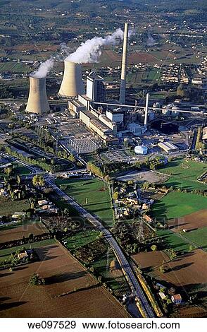 France Provence Gardanne Electricity Power Plant Aerial View View Large Photo Image Stock Photo - France Provence Gardanne Electricity Power Plant Aerial View. Fotosearch