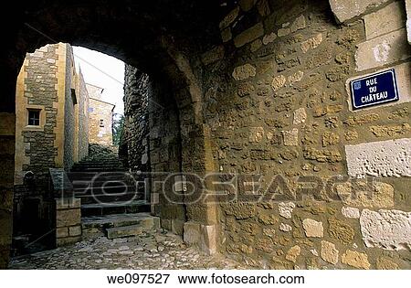 France Provence Luberon Maubec Village The Castle Street View Large Photo Image Stock Photo - France Provence Luberon Maubec Village The Castle Street. Fotosearch