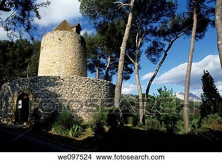 France provence paul ce? zanne windmill and the sainte victoire mountain View Large Photo Image Picture - France provence paul ce? zanne windmill and the sainte victoire mountain. Fotosearch