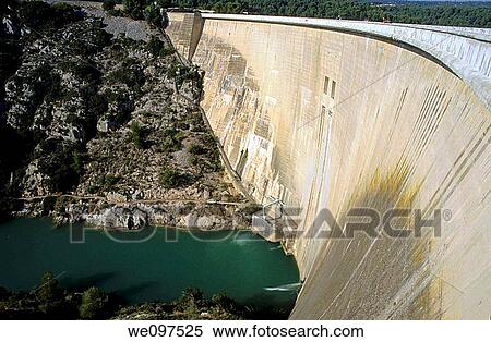 Stock Photography - France Provence Sainte Victoire Mountain The Bimont Dam. Fotosearch