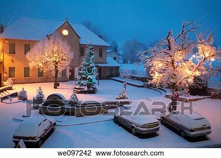 France selonnet french alps snow on the village place at christmas time View Large Photo Image Stock Image - France selonnet french alps snow on the village place at christmas time. Fotosearch