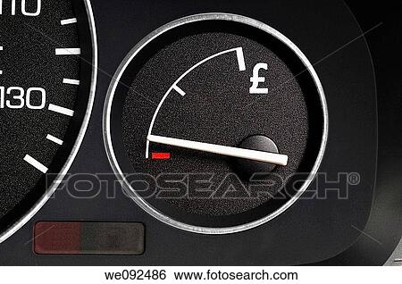 Fuel gauge with pound sign showing empty View Large Photo Image Stock Photograph - Fuel gauge with pound sign showing empty. Fotosearch