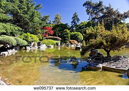 Stock Photo - Gardens in traditional Japanese style, can be found at private homes, in neighborhood or city parks, and at historical landmarks such as Buddhist temples and old castles. Fotosearch
