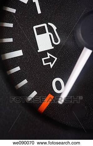 Stock Image - Gas gauge on empty. Fotosearch