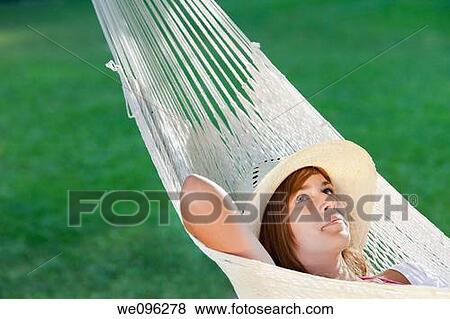Stock Photo - Girl in hammock. Fotosearch