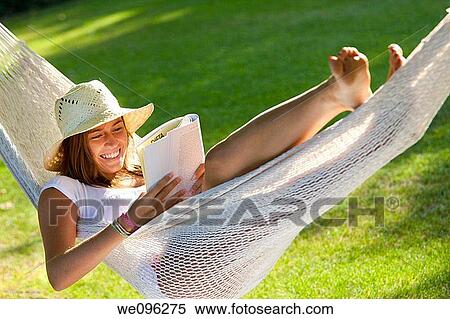 Girl in hammock View Large Photo Image Stock Photography - Girl in hammock. Fotosearch