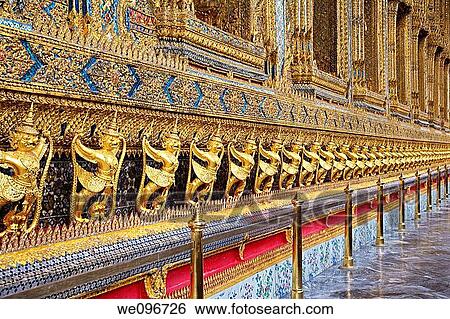 Gold ornamental patter statuettes Temple of the Emerald Buddha The Grand Palace Bangkok Thailand View Large Photo Image Stock Photograph - Gold ornamental patter statuettes Temple of the Emerald Buddha The Grand Palace Bangkok Thailand. Fotosearch