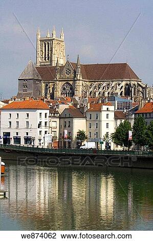 Stock Image - Gothic church in Meaux, France August 2006. Fotosearch