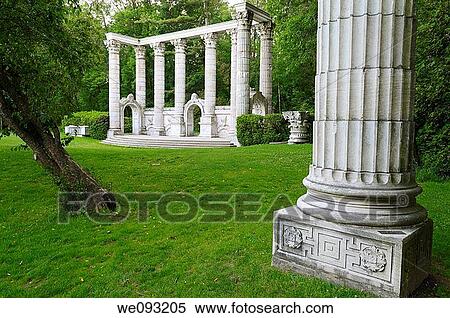Greek Theatre columns and stage in the forest park of Guild Sculpture Gardens Toronto View Large Photo Image Stock Photography - Greek Theatre columns and stage in the forest park of Guild Sculpture Gardens Toronto. Fotosearch