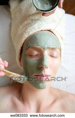 Green clay face skin theraphy massage, woman View Large Photo Image Stock Image - Green clay face skin theraphy massage, woman. Fotosearch