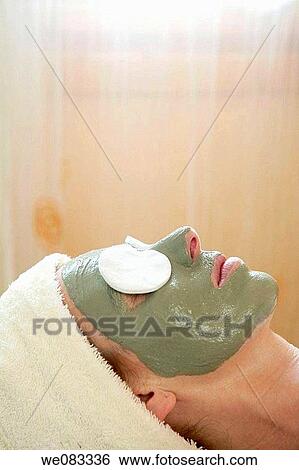 Green clay face skin theraphy massage, woman View Large Photo Image Stock Photograph - Green clay face skin theraphy massage, woman. Fotosearch