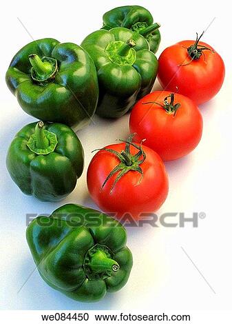 Green peppers and tomatoes View Large Photo Image Stock Image - Green peppers and tomatoes. Fotosearch