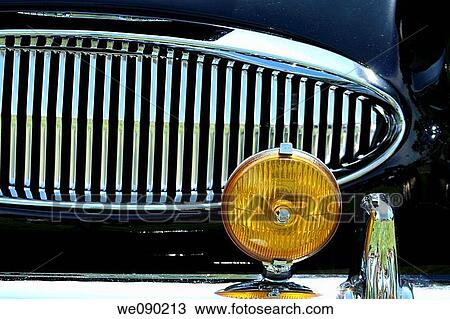 grill and light on old roadster car View Large Photo Image Stock Image - grill and light on old roadster car. Fotosearch