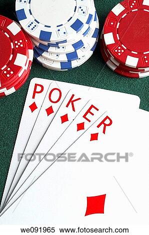 Stock Photography - Hand of cards spelling? poker?. Fotosearch