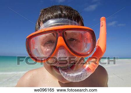 Happy Boy wearing snorkel, Playa Pilar, Cayo Guillermo, Cuba View Large Photo Image Stock Photography - Happy Boy wearing snorkel, Playa Pilar, Cayo Guillermo, Cuba. Fotosearch