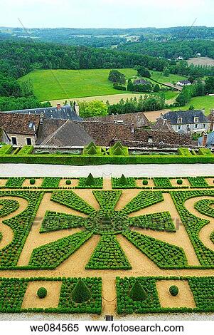 Stock Photography - Hautefort and castle gardens. Dordogne, Aquitaine, France. Fotosearch