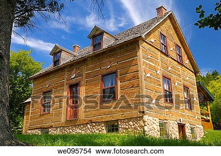 Historic French Canadian log farmhouse at Park Omega Quebec Canada View Large Photo Image Picture - Historic French Canadian log farmhouse at Park Omega Quebec Canada. Fotosearch