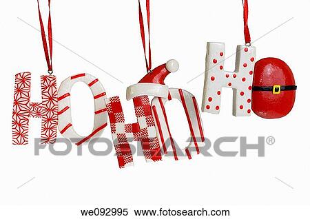 Ho Ho Ho candy Christmas tree ornaments on a white background View Large Photo Image Stock Photography - Ho Ho Ho candy Christmas tree ornaments on a white background. Fotosearch
