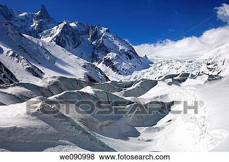 Ice front of the Glacier du Geanr, peak Dent du Geant in the back, Chamonix, Haute-Savoie, France View Large Photo Image Stock Photo - Ice front of the Glacier du Geanr, peak Dent du Geant in the back, Chamonix, Haute-Savoie, France. Fotosearch