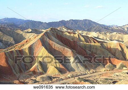 In October 2009, China's Gansu Province, Zhangye City Danxia Landform View Large Photo Image Stock Photography - In October 2009, China's Gansu Province, Zhangye City Danxia Landform. Fotosearch