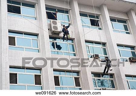 In September 2009, China Luoyang, Henan Building exterior cleaning View Large Photo Image Stock Photograph - In September 2009, China Luoyang, Henan Building exterior cleaning. Fotosearch