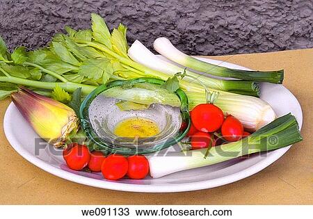 Stock Image - Italy Venice, verdure in pinzimonio fresh raw vegetable dish. Fotosearch