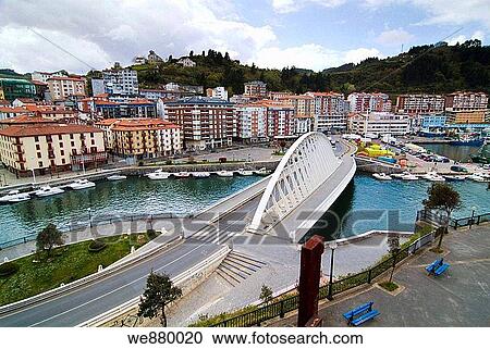 Itxas Aurre bridge by Santiago Calatrava, Ondarroa, Biscay, Basque Country, Spain View Large Photo Image Stock Image - Itxas Aurre bridge by Santiago Calatrava, Ondarroa, Biscay, Basque Country, Spain. Fotosearch