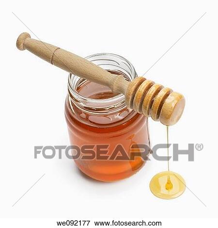 Jar of honey with drizzler View Large Photo Image Stock Photo - Jar of honey with drizzler. Fotosearch