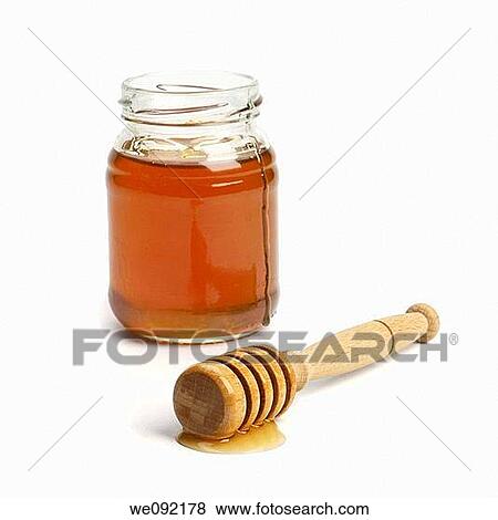 Jar of honey with drizzler View Large Photo Image Stock Photo - Jar of honey with drizzler. Fotosearch
