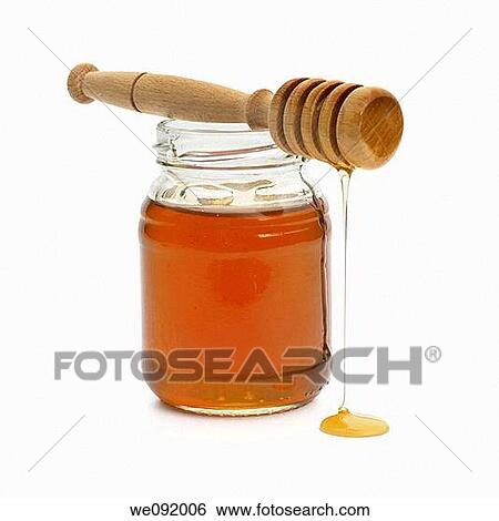 Jar of honey with drizzler View Large Photo Image Stock Photograph - Jar of honey with drizzler. Fotosearch