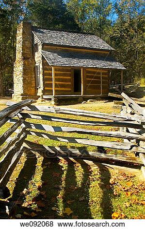 Stock Photo - John Oliver Cabin, Cades Cove, Great Smoky Mountains National Park, Tennessee. Fotosearch