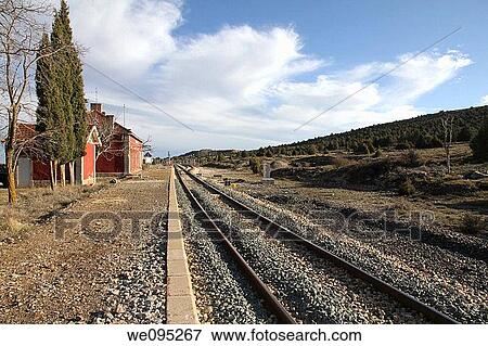 La Puebla de Valverde train station, Gudar-Javalambre mountains, Aragon, Spain View Large Photo Image Stock Photo - La Puebla de Valverde train station, Gudar-Javalambre mountains, Aragon, Spain. Fotosearch