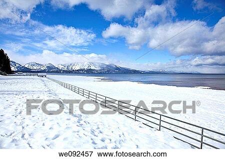 Stock Photo - Lake Tahoe is a large freshwater lake in the Sierra Nevada mountains of the United States. Fotosearch
