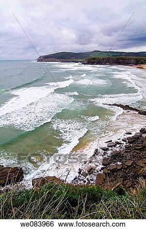 Stock Photograph - Langre beach, Cantabria. Spain.. Fotosearch