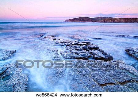 Langre beach in the evening, Cantabria, Spain View Large Photo Image Picture - Langre beach in the evening, Cantabria, Spain. Fotosearch