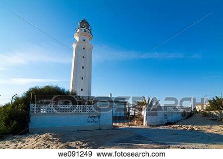 Stock Photo - Lighthouse of Trafalgar in Barbate. Cadiz. Andalucia. Spain.. Fotosearch