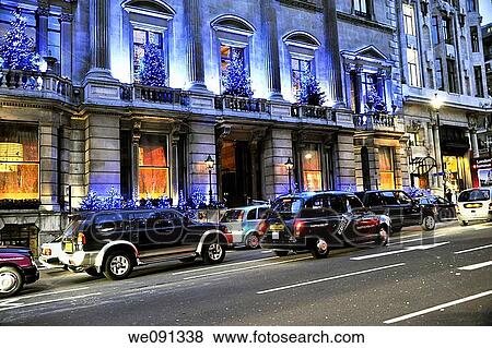 London Taxis, Cars and Christmas Lights View Large Photo Image Stock Photo - London Taxis, Cars and Christmas Lights. Fotosearch