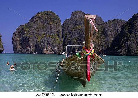 Long Tail Boat, Ko Phi Phi Leh Island, Thailand View Large Photo Image Stock Image - Long Tail Boat, Ko Phi Phi Leh Island, Thailand. Fotosearch