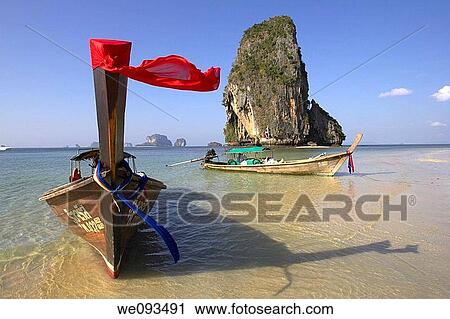 Long Tail Boat, Phranang Cave Beach, Krabi, Thailand View Large Photo Image Stock Image - Long Tail Boat, Phranang Cave Beach, Krabi, Thailand. Fotosearch