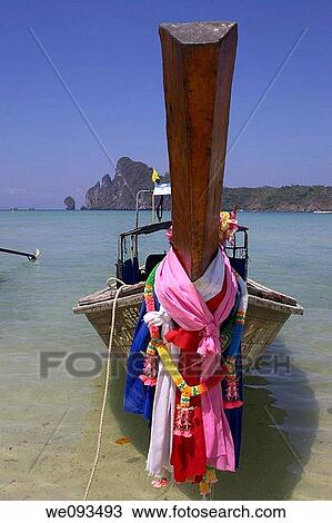 Longtail Boat, Ko Phi Phi island, Thailand View Large Photo Image Stock Image - Longtail Boat, Ko Phi Phi island, Thailand. Fotosearch
