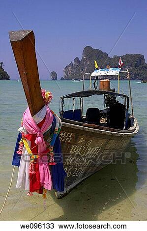 Longtail Boat, Ko Phi Phi island, Thailand View Large Photo Image Stock Image - Longtail Boat, Ko Phi Phi island, Thailand. Fotosearch