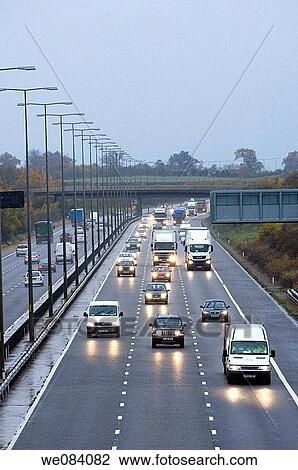 Stock Image - M5 motorway Worcestershire United Kingdom Europe. Fotosearch