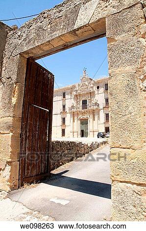 Main facade of the monastery. Ucl? s, Cuenca province, Castilla La Mancha, Spain. View Large Photo Image Stock Image - Main facade of the monastery. Ucl? s, Cuenca province, Castilla La Mancha, Spain.. Fotosearch