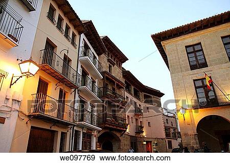 Main square of Mora de Rubielos Gudar mountains Teruel province Aragon Spain View Large Photo Image Stock Photo - Main square of Mora de Rubielos Gudar mountains Teruel province Aragon Spain. Fotosearch