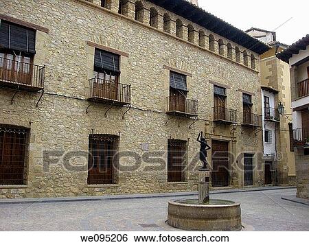 Main square Rubielos de Mora village Gudar mountains Teruel province Aragon Spain View Large Photo Image Stock Photograph - Main square Rubielos de Mora village Gudar mountains Teruel province Aragon Spain. Fotosearch