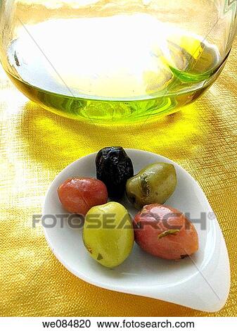 Stock Image - Marinated olives. Fotosearch