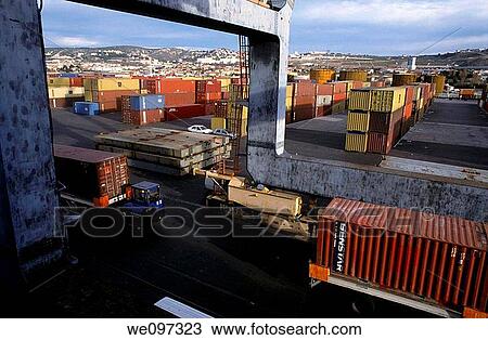 Marseille port containers on a quay being loaded on a cargo boat View Large Photo Image Stock Image - Marseille port containers on a quay being loaded on a cargo boat. Fotosearch